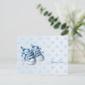Ansichtkaart Blauwe Baby Schoenen Briefkaart (Staand voorkant)