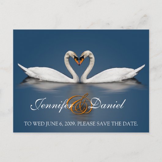 Ansichtkaart Cadeaus Liefde Zwanen Aankondigingskaart (Voorkant)