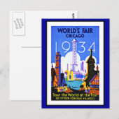 Ansichtkaart Chicago Groeten Vintage Briefkaart (Voorkant / Achterkant)