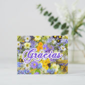 Ansichtkaart - Dank je - Bloemen Briefkaart (Staand voorkant)