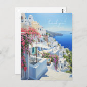 Ansichtkaart “Dank je wel” met uitzicht op Santori Briefkaart (Voorkant / Achterkant)