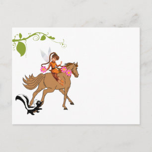 Ansichtkaart Fee Paard Stinkdier Bloemmotief Briefkaart