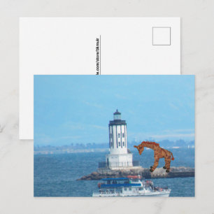 Ansichtkaart - Giraffe bij LA Harbor Light Briefkaart