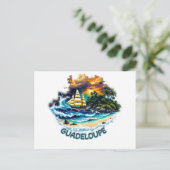 Ansichtkaart Guadeloupe Eiland & Zeilboot Briefkaart (Staand voorkant)