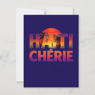 Ansichtkaart Haïti Chérie – Tropische neon zonsond Briefkaart