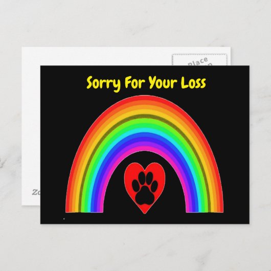 Ansichtkaart Hart Met Poot Regenboog Gecondoleerd  Briefkaart (Voorkant / Achterkant)
