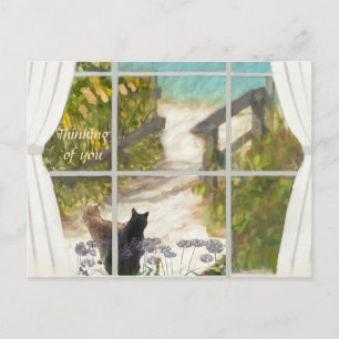 ANSICHTKAART IK DENK AAN JOU Katten en Oceaan Briefkaart