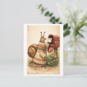 Ansichtkaart in vintage-stijl met slakkenpost briefkaart (Staand voorkant)