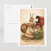 Ansichtkaart in vintage-stijl met slakkenpost briefkaart (Voorkant / Achterkant)