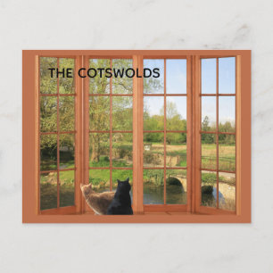 ANSICHTKAART Katten en charmante Cotswolds plattel Briefkaart