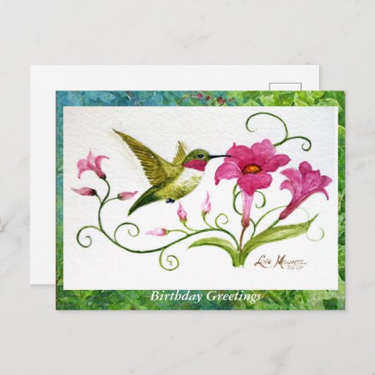 Ansichtkaart Kolibrie Wenskaart Briefkaart (Voorkant / Achterkant)