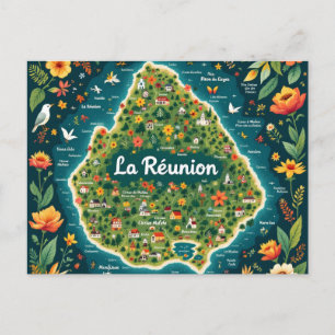 Ansichtkaart La Réunion – Geïllustreerde kaart van