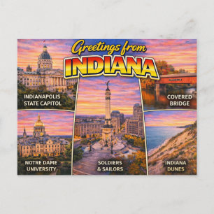Ansichtkaart met groeten uit Indiana Briefkaart