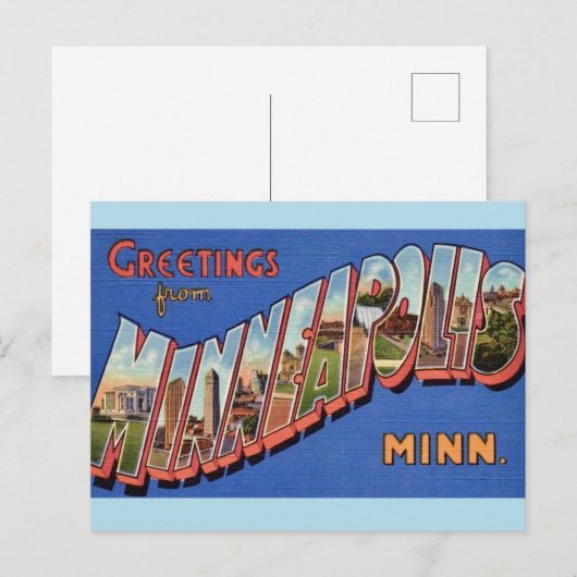 Ansichtkaart met groeten uit Minneapolis Briefkaart (Voorkant / Achterkant)