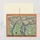 Ansichtkaart met kaart van Yosemite (Voorkant / Achterkant)