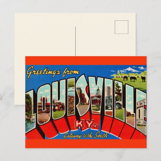 Ansichtkaart met Louisville KY-groet Briefkaart (Voorkant / Achterkant)