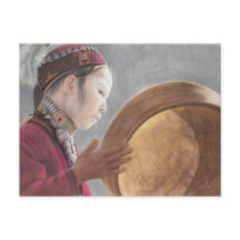 Ansichtkaart met mijn pastel van Afghaans meisje