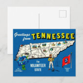 Ansichtkaart met oude kaart van Tennessee in blauw (Voorkant / Achterkant)