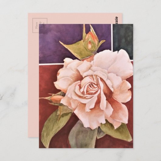 ANSICHTKAART MET OUDE ROOS EN DANKBAARHEID BRIEFKAART (Voorkant / Achterkant)