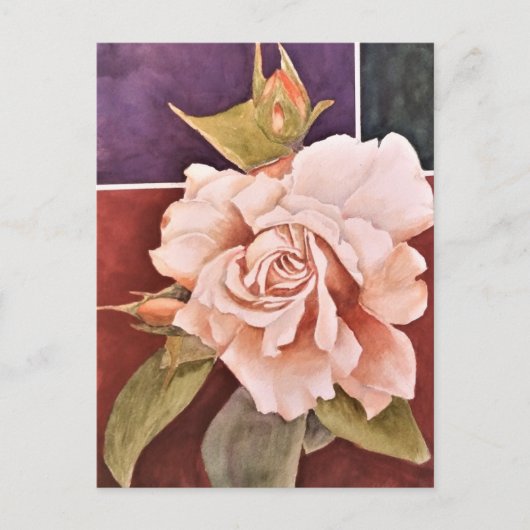 ANSICHTKAART MET OUDE ROOS EN DANKBAARHEID BRIEFKAART (Voorkant)