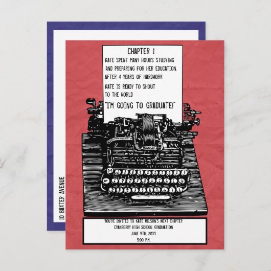 Ansichtkaart met oude schrijfmachine uitnodiging briefkaart (Voorkant / Achterkant)