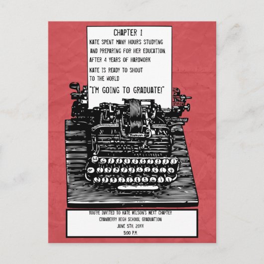 Ansichtkaart met oude schrijfmachine uitnodiging briefkaart (Voorkant)