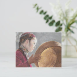 Ansichtkaart met pastel van Afghaans meisje Briefkaart