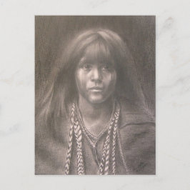 Ansichtkaart met tekening van inheemse Amerikaanse Briefkaart