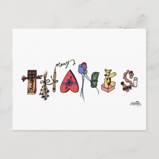 Ansichtkaart met veel dank briefkaart (Voorkant)