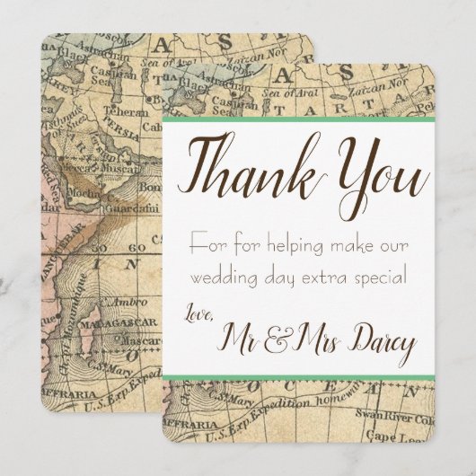 Ansichtkaart met vintage kaart bedankt (Voorkant / Achterkant)