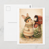 Ansichtkaart met vintagekonijn briefkaart (Voorkant / Achterkant)