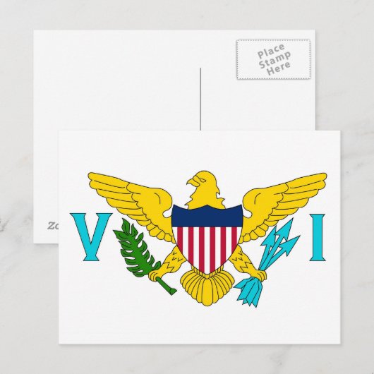 Ansichtkaart met vlag van Amerikaanse Maagdeneilan Briefkaart (Voorkant / Achterkant)
