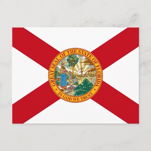 Ansichtkaart met Vlag van de staat Florida - USA Briefkaart (Voorkant)