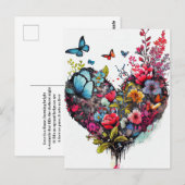 Ansichtkaart met waterverf bloemen en vlinders har briefkaart (Voorkant / Achterkant)