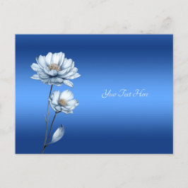 Ansichtkaart met waterverf bloemen in blauw briefkaart