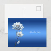 Ansichtkaart met waterverf bloemen in blauw briefkaart (Voorkant / Achterkant)