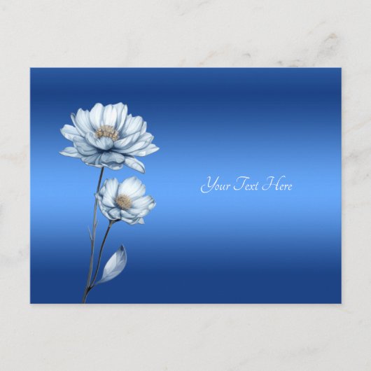 Ansichtkaart met waterverf bloemen in blauw briefkaart (Voorkant)