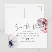 Ansichtkaart Navy Blauwe Koraal Bloemen Bewaar de  Briefkaart (Voorkant / Achterkant)