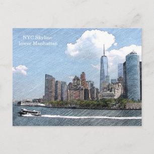 ANSICHTKAART NYC SILHOUET lager Manhattan Briefkaart