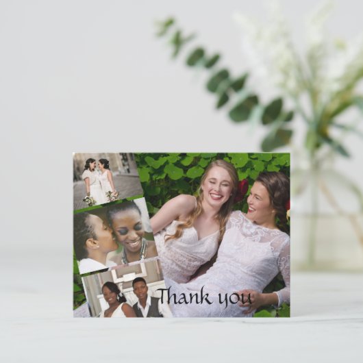 Ansichtkaart - Persoonlijke Dankjewelens Huwelijks Briefkaart (Staand voorkant)