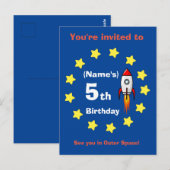 Ansichtkaart - Raket schip Aangepaste verjaardag - Briefkaart (Voorkant / Achterkant)