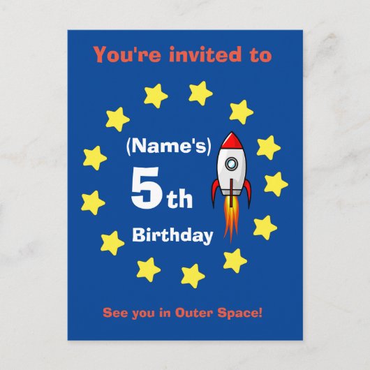 Ansichtkaart - Raket schip Aangepaste verjaardag - Briefkaart (Voorkant)