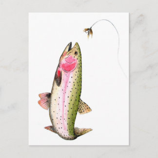 Ansichtkaart Regenboogforel Fly Fishing Briefkaart