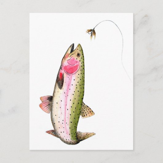 Ansichtkaart Regenboogforel Fly Fishing Briefkaart (Voorkant)