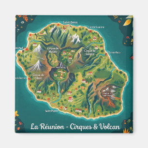 Ansichtkaart Réunion – Maanlandschappen & Vulkan Magneet