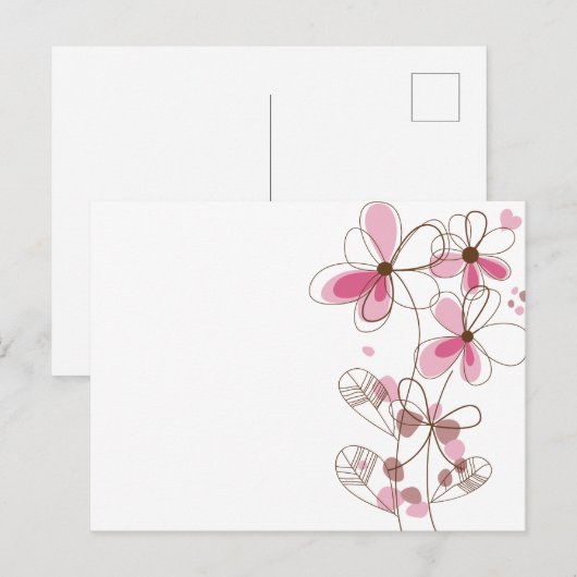 Ansichtkaart roze bloem briefkaart (Voorkant / Achterkant)