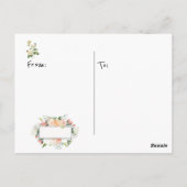 Ansichtkaart Roze Flamingo Bloemen Ik mis je! Briefkaart (Achterkant)