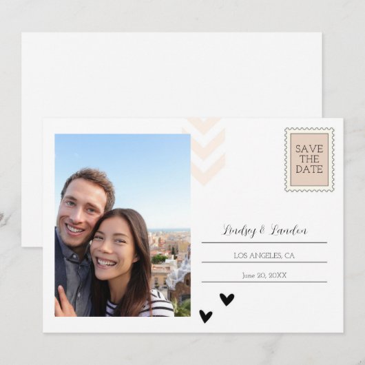 Ansichtkaart Save The Date Uitnodiging - Minimalis (Voorkant / Achterkant)