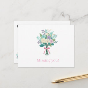 Ansichtkaart Schattig Bloemendesign Jij mist! Briefkaart
