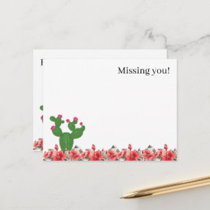 Ansichtkaart Schattige Cactus Oranje Bloemen Ik mi Briefkaart